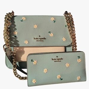 New Kate Spade SET ♠️ Remi Daisy Embroidered crossbody bag & Slim Wallet